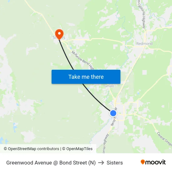 Greenwood Avenue @ Bond Street (N) to Sisters map