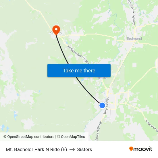 Mt. Bachelor Park N Ride (E) to Sisters map