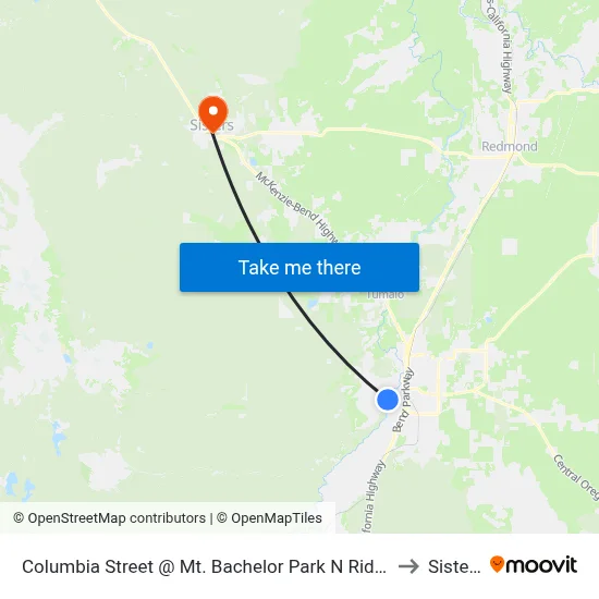 Columbia Street @ Mt. Bachelor Park N Ride (E) to Sisters map
