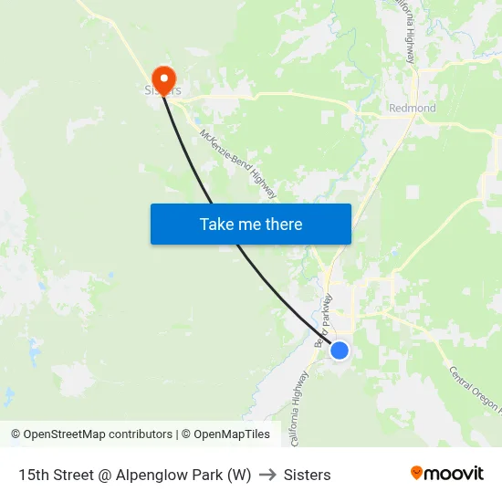 15th Street @ Alpenglow Park (W) to Sisters map