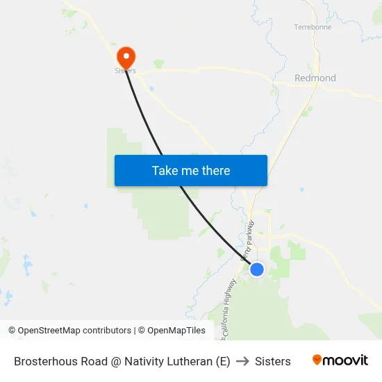 Brosterhous Road @ Nativity Lutheran (E) to Sisters map