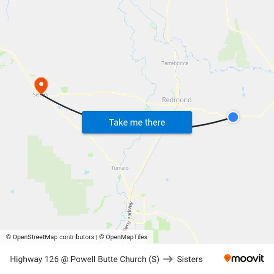 Highway 126 @ Powell Butte Church (S) to Sisters map
