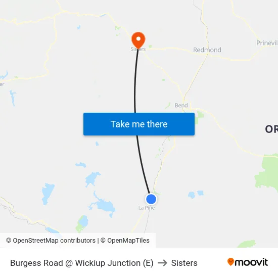 Burgess Road @ Wickiup Junction (E) to Sisters map