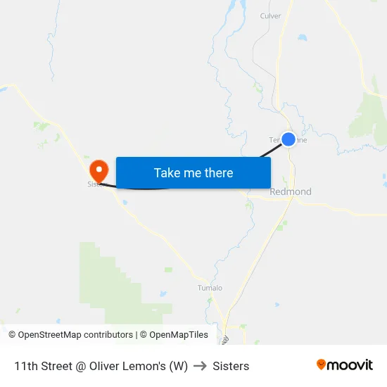 11th Street @ Oliver Lemon's (W) to Sisters map