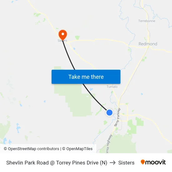 Shevlin Park Road @ Torrey Pines Drive (N) to Sisters map