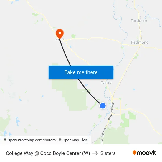 College Way @ Cocc Boyle Center (W) to Sisters map