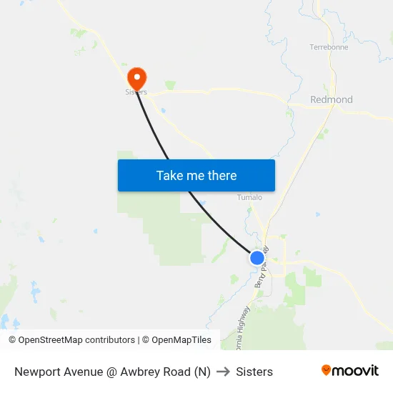 Newport Avenue @ Awbrey Road (N) to Sisters map