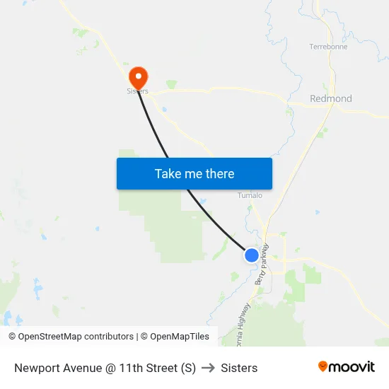 Newport Avenue @ 11th Street (S) to Sisters map