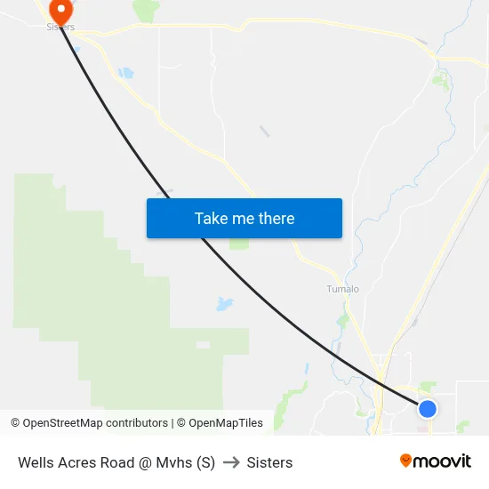 Wells Acres Road @ Mvhs (S) to Sisters map