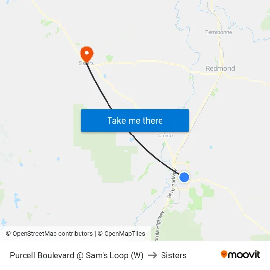Purcell Boulevard @ Sam's Loop (W) to Sisters map