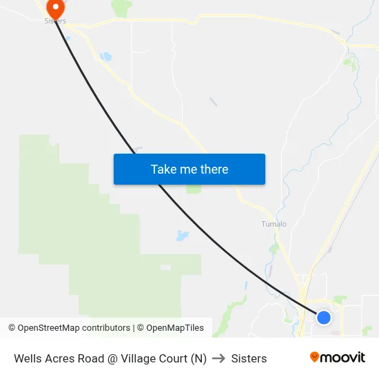 Wells Acres Road @ Village Court (N) to Sisters map