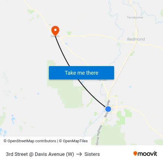 3rd Street @ Davis Avenue (W) to Sisters map