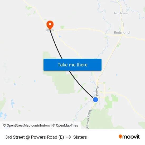 3rd Street @ Powers Road (E) to Sisters map