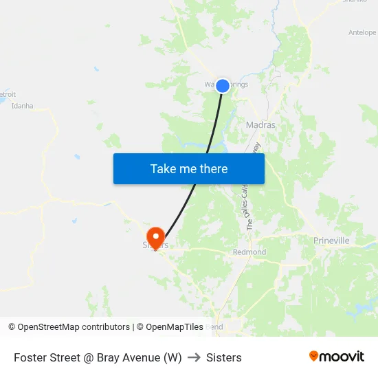 Foster Street @ Bray Avenue (W) to Sisters map