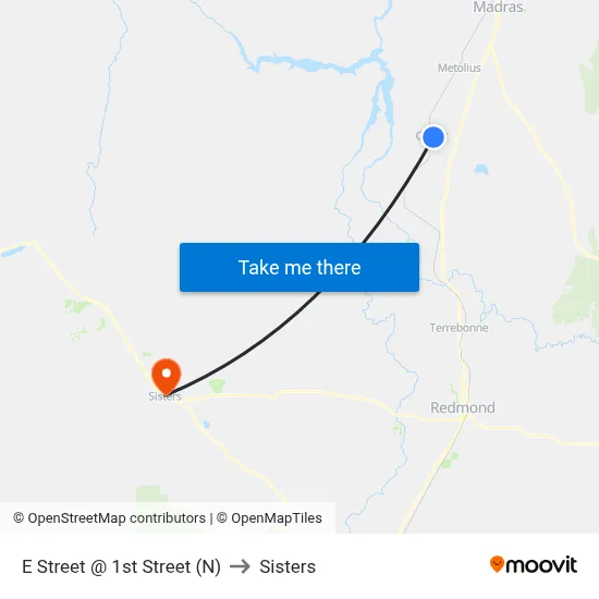 E Street @ 1st Street (N) to Sisters map