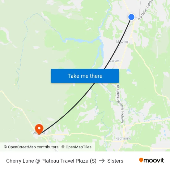 Cherry Lane @ Plateau Travel Plaza (S) to Sisters map