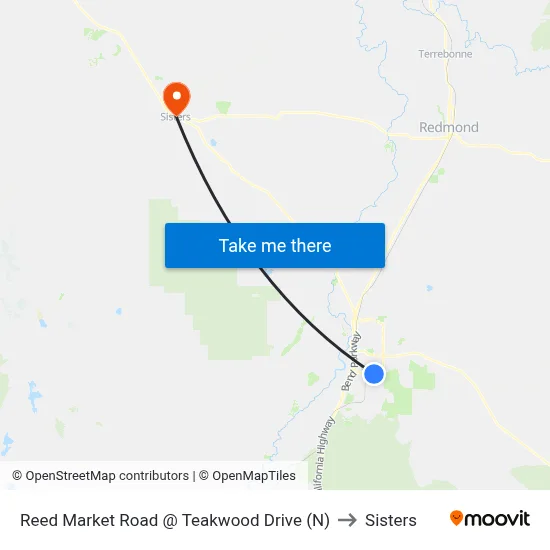 Reed Market Road @ Teakwood Drive (N) to Sisters map