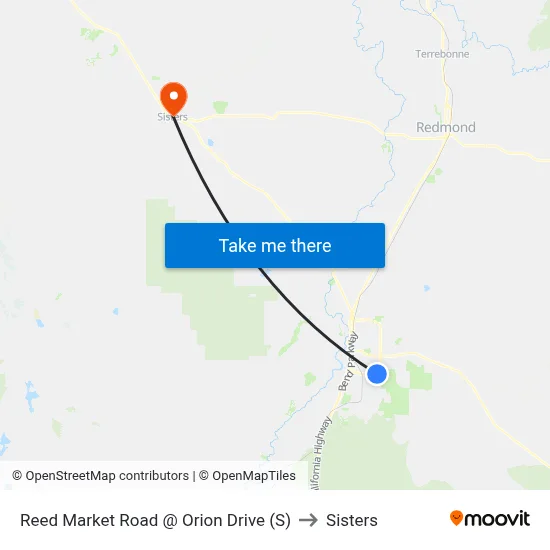 Reed Market Road @ Orion Drive (S) to Sisters map