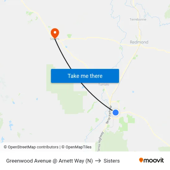 Greenwood Avenue @ Arnett Way (N) to Sisters map
