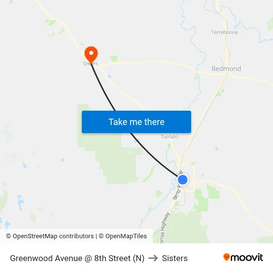 Greenwood Avenue @ 8th Street (N) to Sisters map
