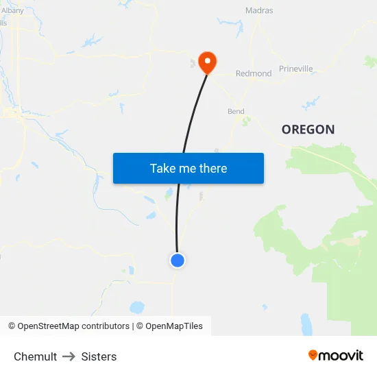 Chemult to Sisters map