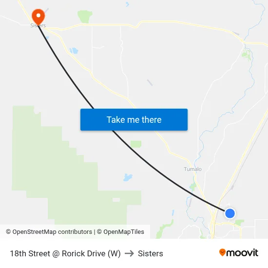 18th Street @ Rorick Drive (W) to Sisters map