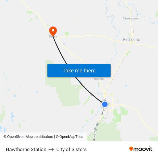 Hawthorne Station to City of Sisters map
