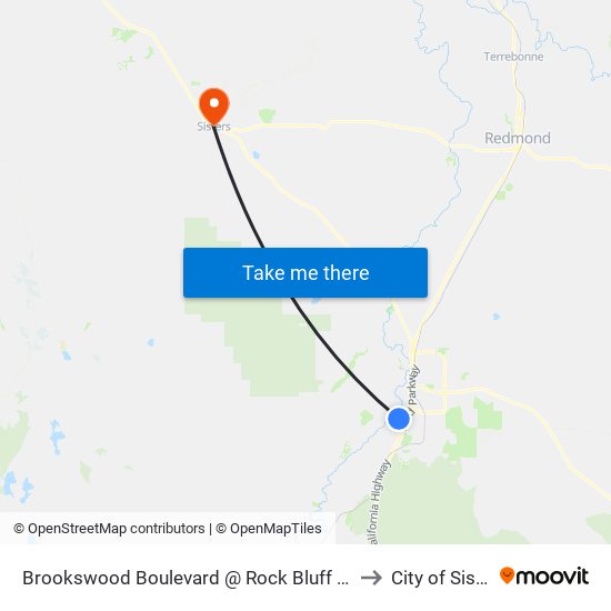 Brookswood Boulevard @ Rock Bluff Lane (W) to City of Sisters map