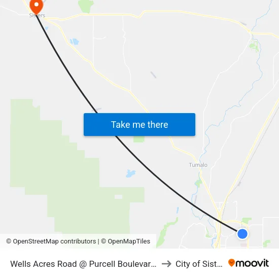 Wells Acres Road @ Purcell Boulevard (W) to City of Sisters map