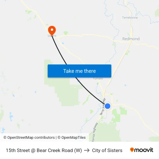 15th Street @ Bear Creek Road (W) to City of Sisters map