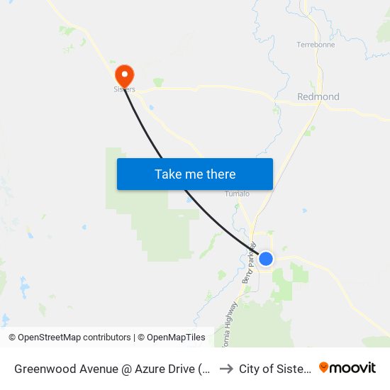 Greenwood Avenue @ Azure Drive (N) to City of Sisters map