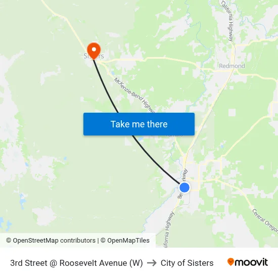 3rd Street @ Roosevelt Avenue (W) to City of Sisters map