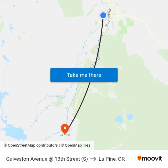 Galveston Avenue @ 13th Street (S) to La Pine, OR map