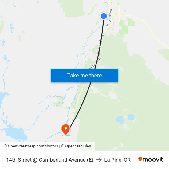 14th Street @ Cumberland Avenue (E) to La Pine, OR map
