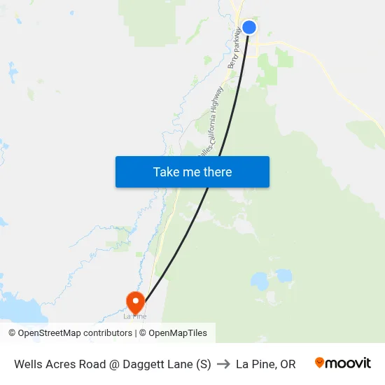 Wells Acres Road @ Daggett Lane (S) to La Pine, OR map