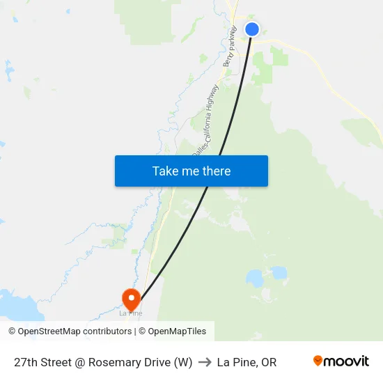 27th Street @ Rosemary Drive (W) to La Pine, OR map