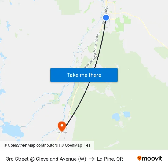 3rd Street @ Cleveland Avenue (W) to La Pine, OR map
