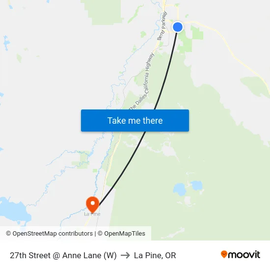 27th Street @ Anne Lane (W) to La Pine, OR map