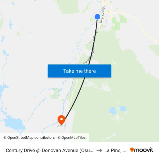 Century Drive @ Donovan Avenue (Osu) (E) to La Pine, OR map