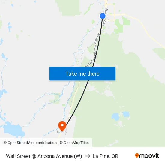 Wall Street @ Arizona Avenue (W) to La Pine, OR map