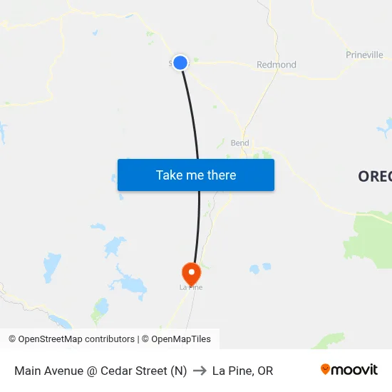 Main Avenue @ Cedar Street (N) to La Pine, OR map