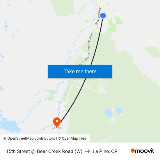 15th Street @ Bear Creek Road (W) to La Pine, OR map