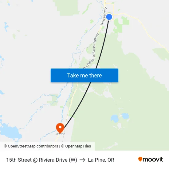 15th Street @ Riviera Drive (W) to La Pine, OR map