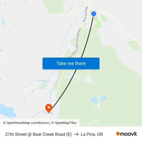 27th Street @ Bear Creek Road (E) to La Pine, OR map