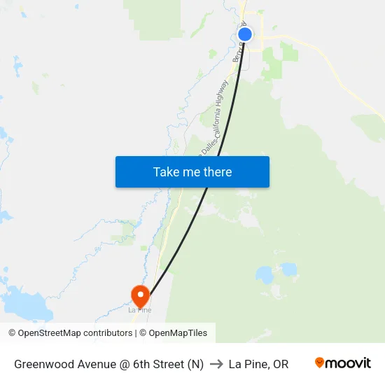Greenwood Avenue @ 6th Street (N) to La Pine, OR map