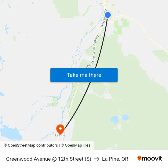Greenwood Avenue @ 12th Street (S) to La Pine, OR map