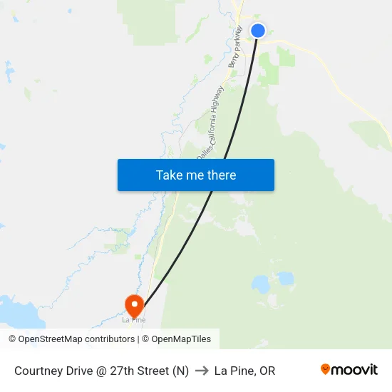 Courtney Drive @ 27th Street (N) to La Pine, OR map