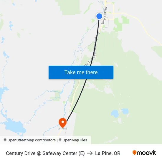 Century Drive @ Safeway Center (E) to La Pine, OR map