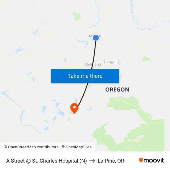 A Street @ St. Charles Hospital (N) to La Pine, OR map