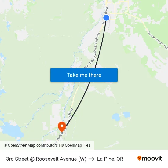 3rd Street @ Roosevelt Avenue (W) to La Pine, OR map
